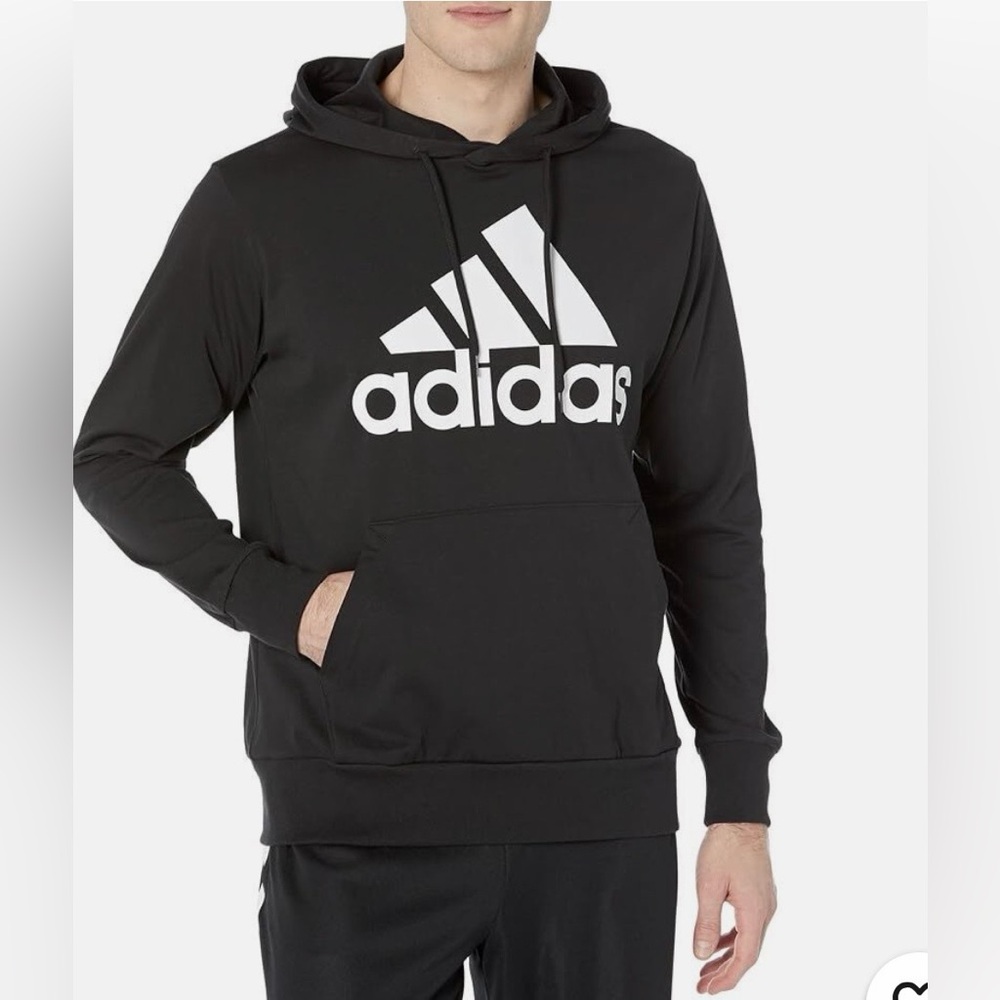 adidas Black Hoodie with Large White Logo